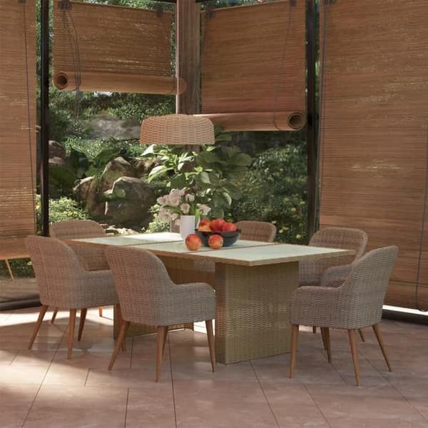 Maison Exclusive - Trädgårdsset 7 delar Flätad resin Brun