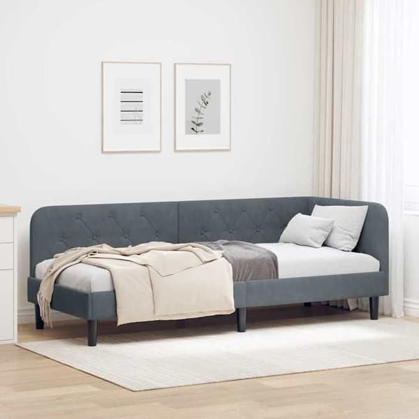 Maison Exclusive - Tummanharmaa kulmasänky 80 x 200 cm Sametti