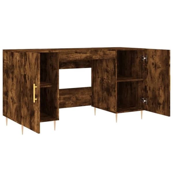 Maison Exclusive - Røget egetræ skrivebord 140x50x75 cm ingeniørtræ Rökt ek
