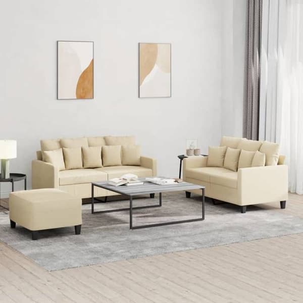 Maison Exclusive - Sæt af 3 sofaer med puder Creme Stof
