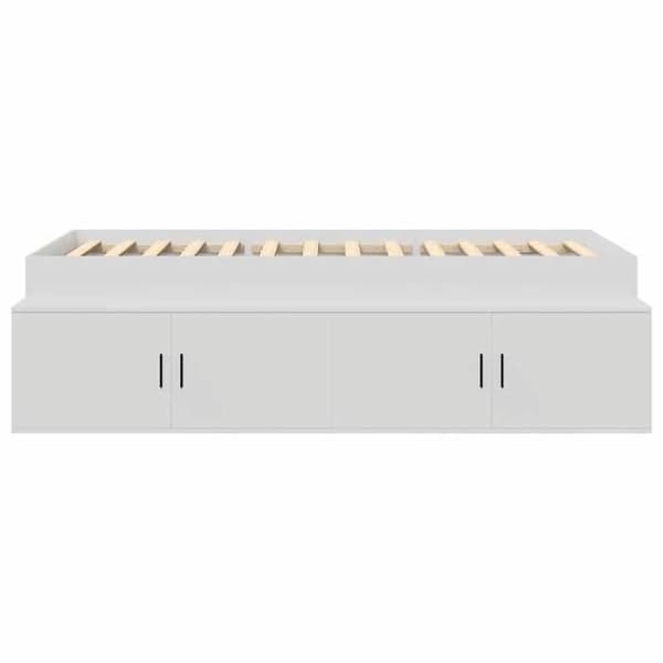 Sengestel - EKSKLUSIV HUS - 90 x 200 cm - Hvid - Ingeniørtræ - Indbyggede skuffer Vit