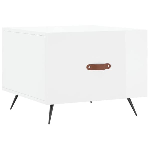 Bord - EKSKLUSIV HUS - 50x50x40 cm - Hvid glans - Skuffe - Jernben lysande vit