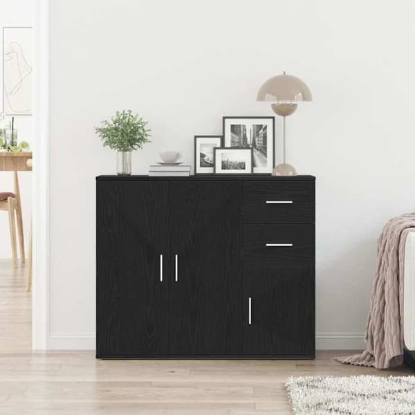 Buffet - EKSKLUSIVT HUS - Sort eg - 91 x 29,5 x 75 cm - Ingeniørtræ - Klassisk svart ek