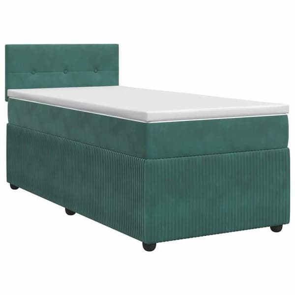 Maison Exclusive - Boxspring säng med mörkgrön madrass 90 x 200 cm Sammet
