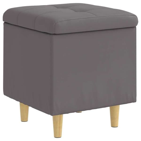 Förvaringspuff - EXKLUSIV HEM - 40x40x45 cm - Grå konstläder - Knapptad - Träben Grå