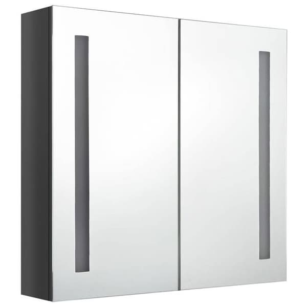 Maison Exclusive - Badeværelsesskab med LED-spejl Grå blank 62x14x60 cm