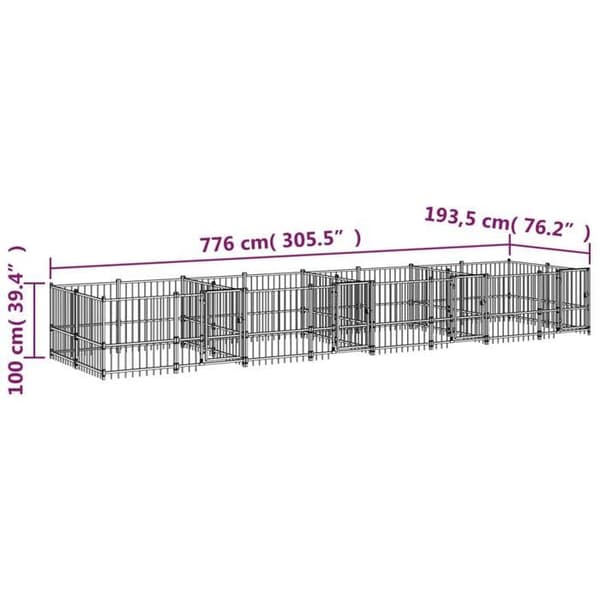 Maison Exclusive - Udendørs hundehus i stål 15,02 m²