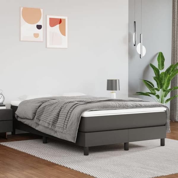 Maison Exclusive - Sängram med ribbor grå 120x200 cm konstläder