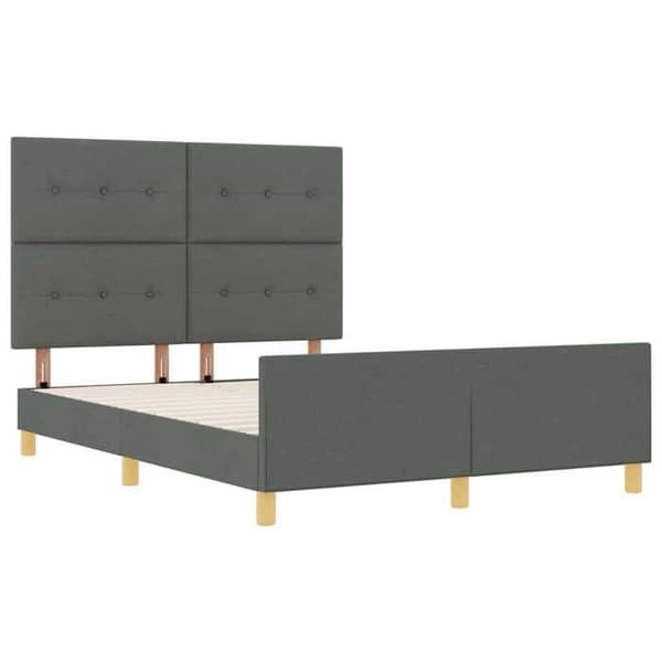Sängram - EXKLUSIV HEM - Sammetstyg - 140 x 190 cm - Mörkgrå - Huvudgavel & ribbor ingår Mörkgrå