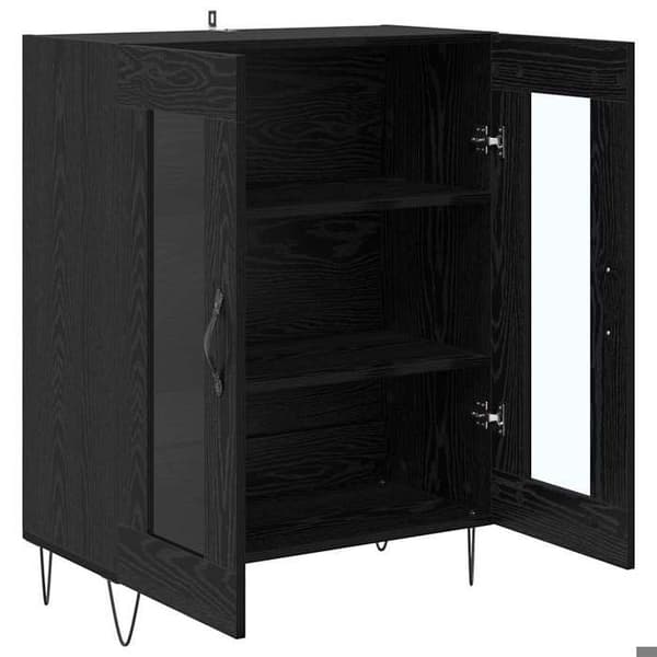 Maison Exclusive - Buffet Sort egetræ 69,5 x 34 x 90 cm Ingeniørtræ