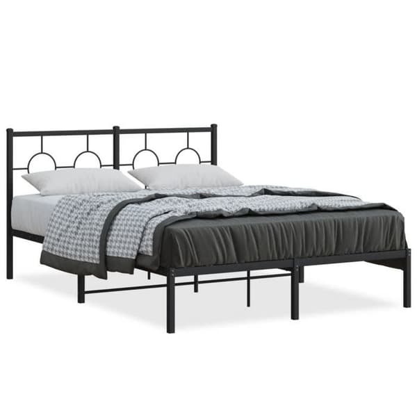 Maison Exclusive - Metal sengestel uden madras med sort hovedgærde 135x190cm