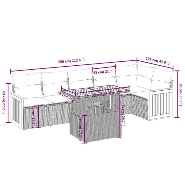 Maison Exclusive - Trädgårdsmöbler med kuddar 7 delar grå flätad resin