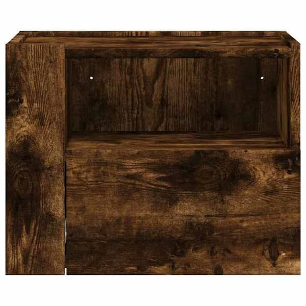 Väggmonterad sängbord - EXKLUSIV HEM - 45 x 30 x 35 cm - Rökig ek - 1 låda - Väggmontering Rökt ek