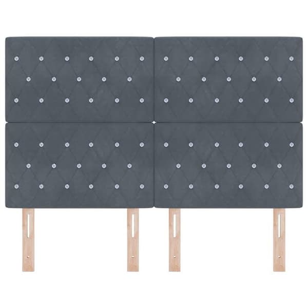 Maison Exclusive - LED-huvudgavel med LED-remsor Mörkgrå 160 cm Sammet