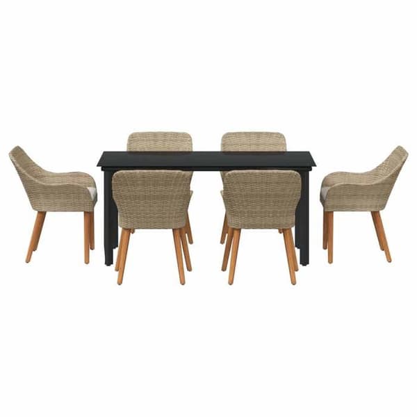 Maison Exclusive - 7 pc spisestue sæt til haven i beige polyrotin beige