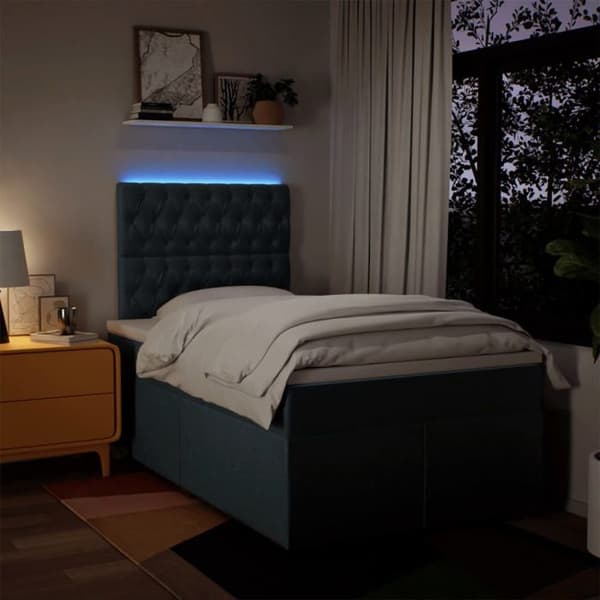 Maison Exclusive - Seng med lameller og madras Blå 120x200 cm Stof