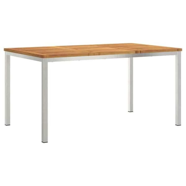 Ensemble bord och stolar - EXKLUSIV HEM - 7 delar - Rostfritt stål - Rektangulär 150x90x75 cm - Brun/Silver Brunt och silver