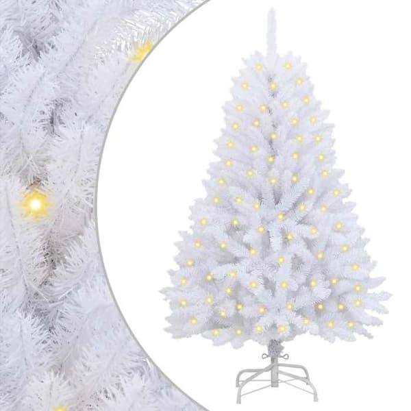 Maison Exclusive - Julgran i plast 150 LED PVC och vit stål Vit
