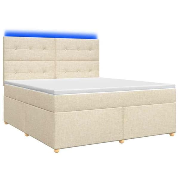 Maison Exclusive - Boxspring-sänky, jossa on vaahtomuovipatja, Kermansävy 140 x 200 cm, Kangas Grädde