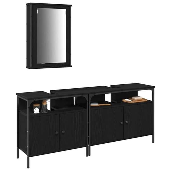 Badrumsmöbel - EXKLUSIV HEM - 3-delars set - Svart - 80 x 30 x 60 cm - Väggmontering Svart