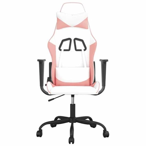 Maison Exclusive - Spilestol med massage i hvid og rosa kunstlæder