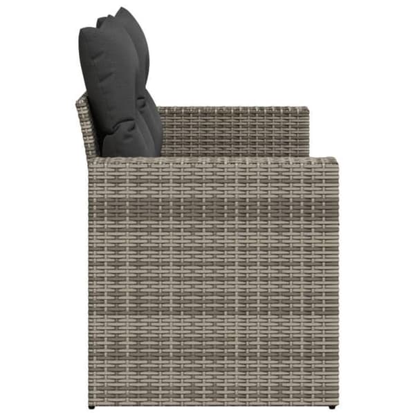 Maison Exclusive - Trädgårdssoffa 2 platser med grå kuddar i flätad resin