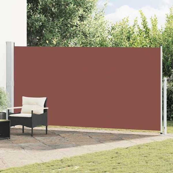 Sammenklappelig sideopbevaring - EKSKLUSIV HUS - 180x500 cm - Brun - UV-bestandig polyester - Automatisk tilbagevenden brun