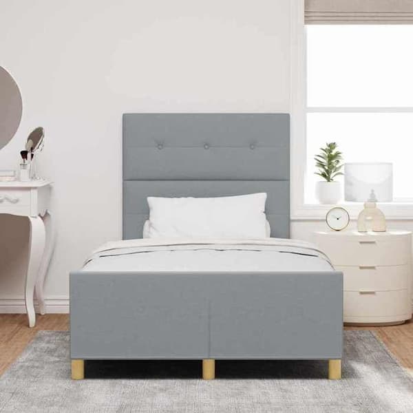Sengestel - EKSKLUSIV HUS - Moderne - 120 x 190 cm - Lys grå hovedgærde - Velour & opbevaring Ljusgrått