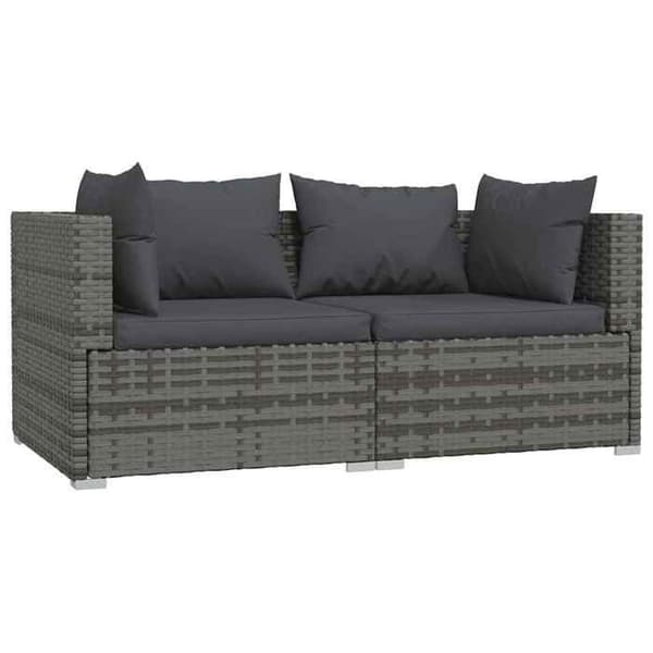 Maison Exclusive - Trädgårdsmöbler 3 delar med kuddar Grå Flätad resin