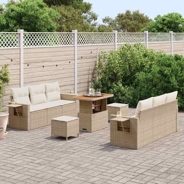 Maison Exclusive - Beige polyrottinkinen puutarhakalustesetti