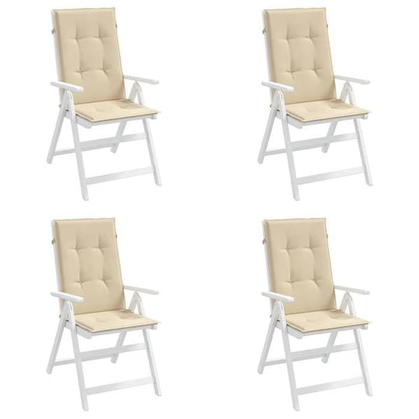 Stolepuder - EKSKLUSIV HUS - Høj ryg - Sæt af 4 - Beige - Vand/UV-resistent polyester beige