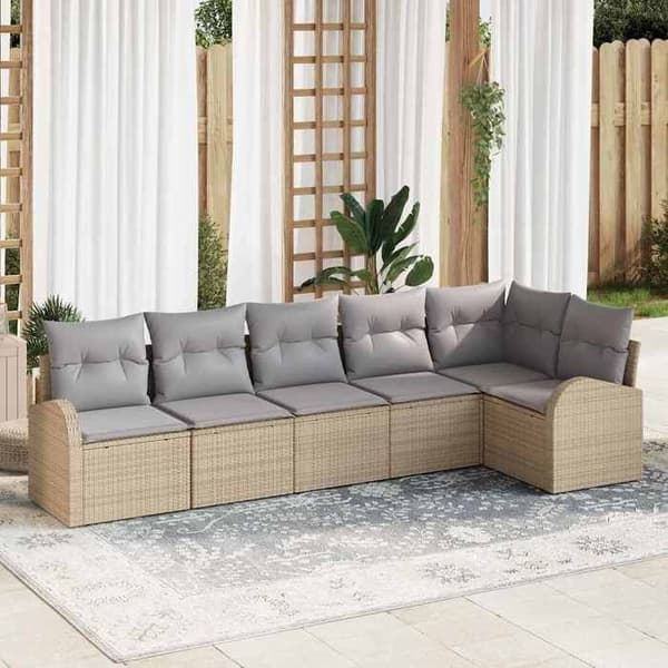 Maison Exclusive - 6 osan beige polyrottinkinen puutarhakalustesetti