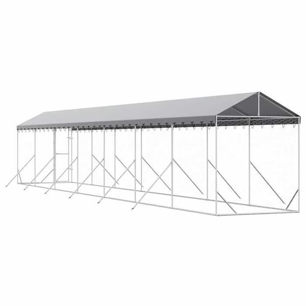 Exklusivt hus - Utomhus hundbur med silvertak 2x14x2,5 m