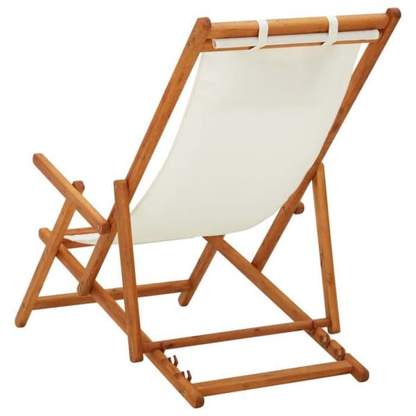 Maison Exclusive - Sammenklappelig strandstol i solid eucalyptus træ og cremefarvet stof