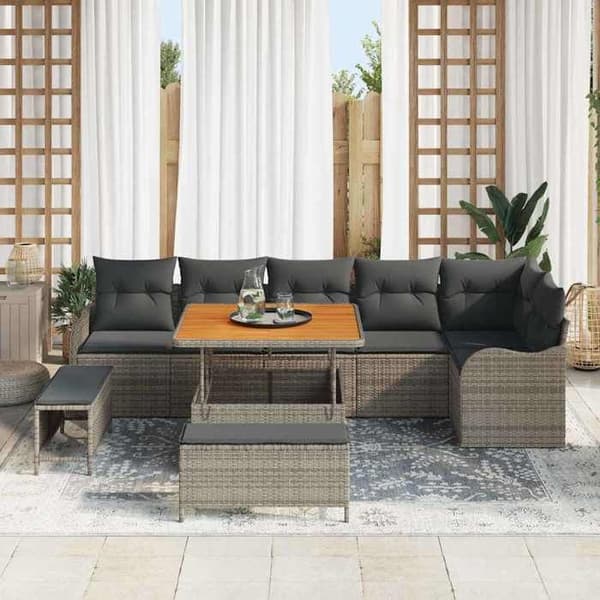 Maison Exclusive - 9-delars trädgårdsoff-set 8-sits Grå