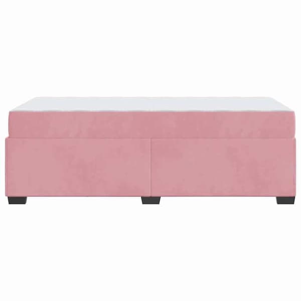 Sängram med madrass - EXKLUSIV HEM - Rektangulär - 90 x 200 cm - Rosa - Sammet & pocketfjädermadrass Ros