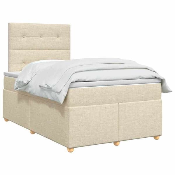 Maison Exclusive - Boxspring säng med madrass Crème 120 x 200 cm Tyg