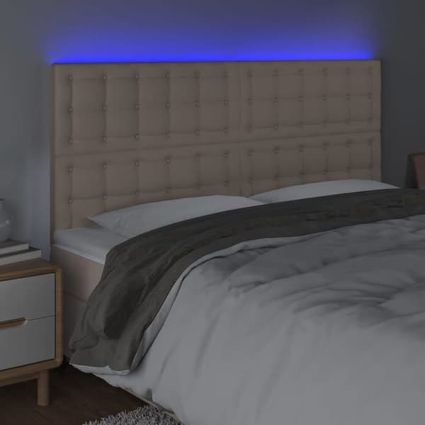 Maison Exclusive - LED Hovedgærde Cappuccino 180x5x118/128 cm Simililæder
