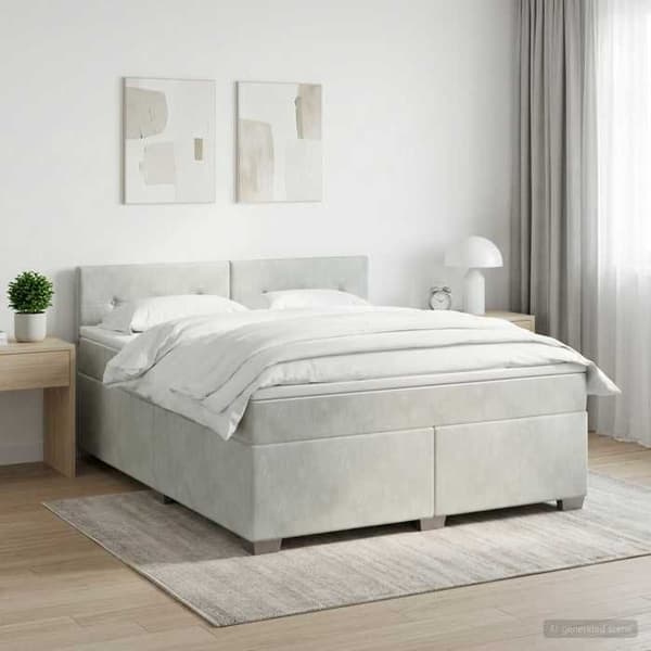 Maison Exclusive - Boxspring säng med madrass Ljusgrå 160 x 200 cm Sammet