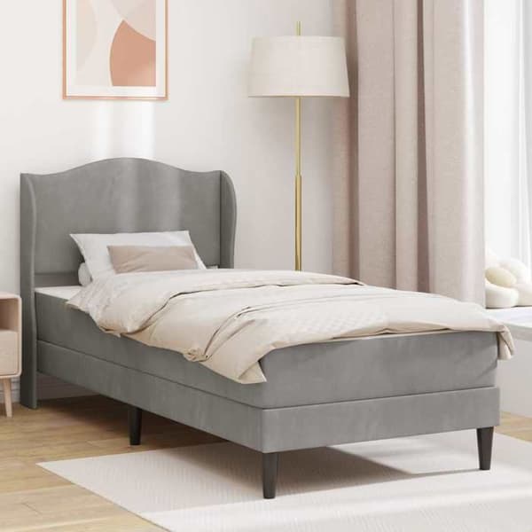 Maison Exclusive - Sängram med huvudgavel Ljusgrå 90 x 190 cm Sammet