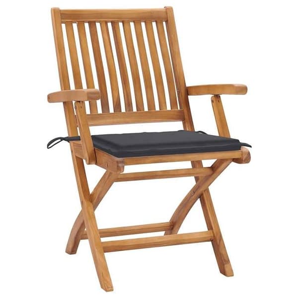 Maison Exclusive - Fällbara stolar med kuddar, 8 delar, i massivt teak Antracit (kudde)
