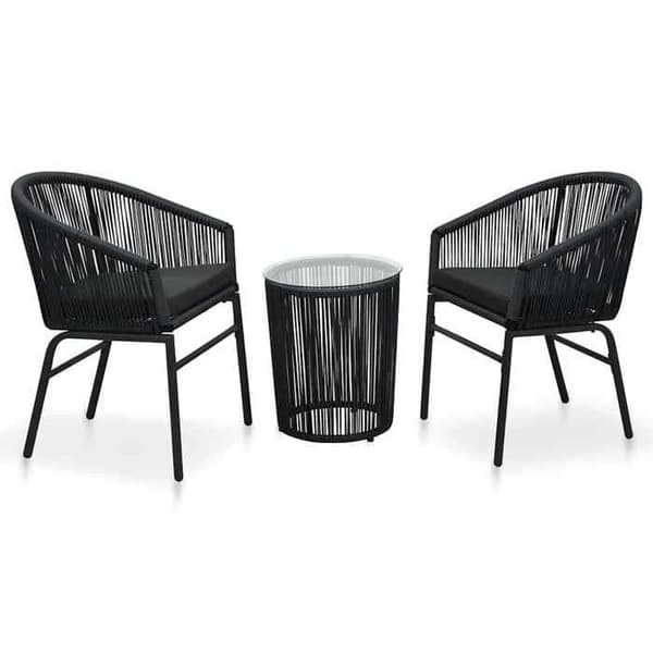 Maison Exclusive - Bistro sæt 3 dele med puder Rattan PE Sort