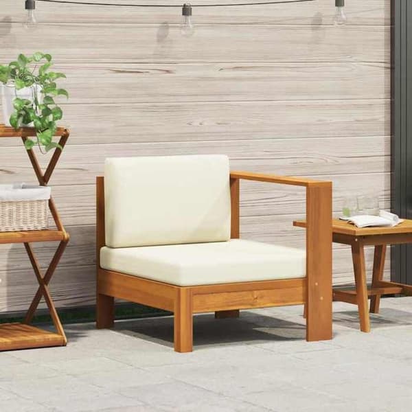 Maison Exclusive - Central sofa med 1 armlæn Hvid creme Solid akacie