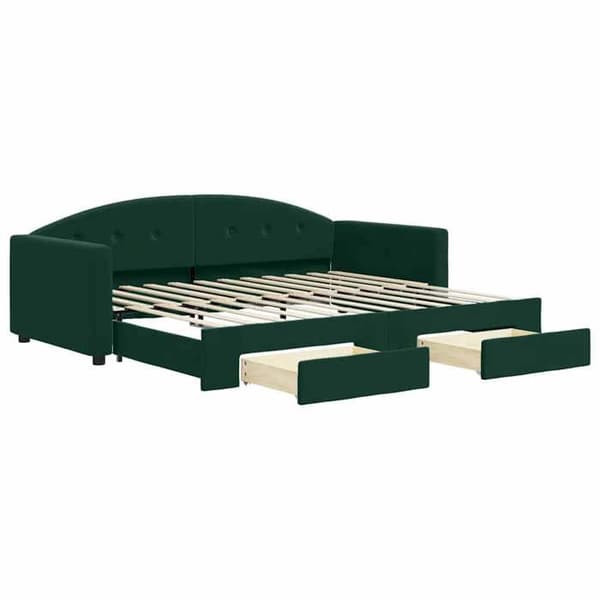 Päivävuode - EXCLUSIVE-KOTI - 90x200 cm - Daybed - 2 laatikkoa - Vihreä sametti