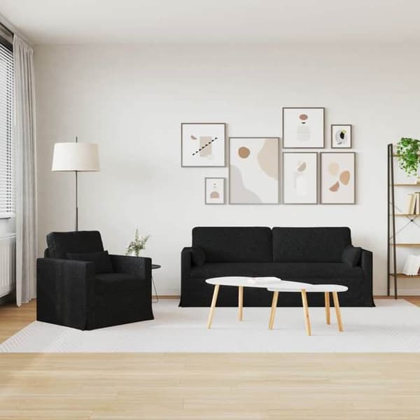 Maison Exclusive - 2-delars soffgrupp i svart tyg