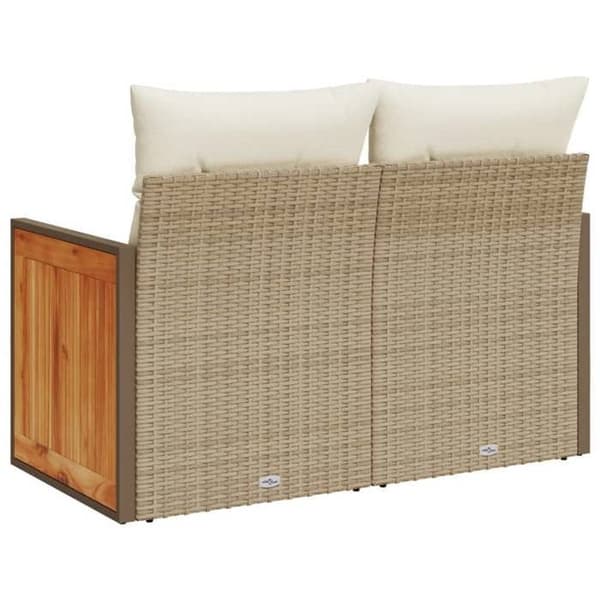 Maison Exclusive - Trädgårdsoffa med kuddar 2 platser beige flätad resin