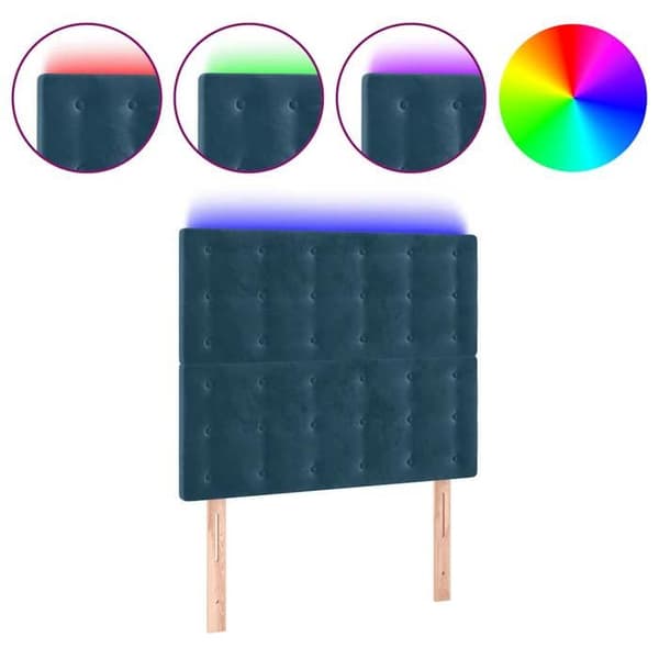 Maison Exclusive - Sänggavel med LED Blå mörk 80x5x118/128 cm Sammet Mörkblå