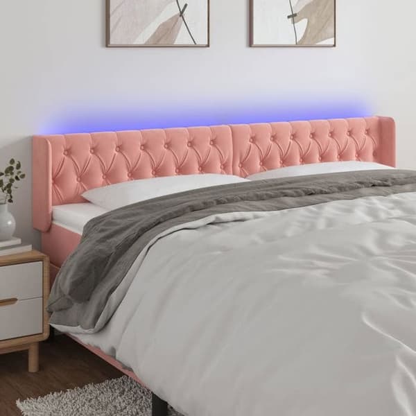 Maison Exclusive - LED-päätyruutu Vaaleanpunainen 183x16x78/88 cm Sametti rosa