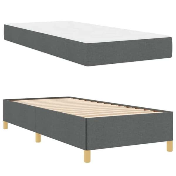 Maison Exclusive - Sängram Mörkgrå 90 x 190 cm tyg Mörkgrå