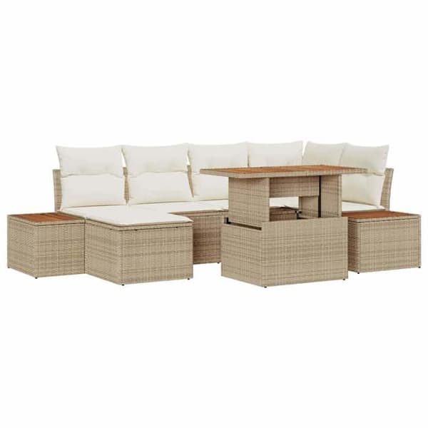 Maison Exclusive - 7 pc havegruppesæt i beige polyrotin